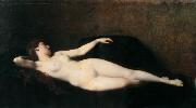 Woman on a black divan Jean-Jacques Henner